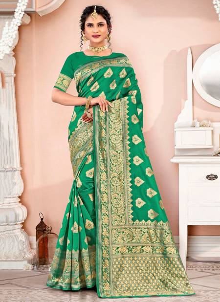 1014 Santraj Latest Fancy Wear designer Silk Saree Collection 1014-Green